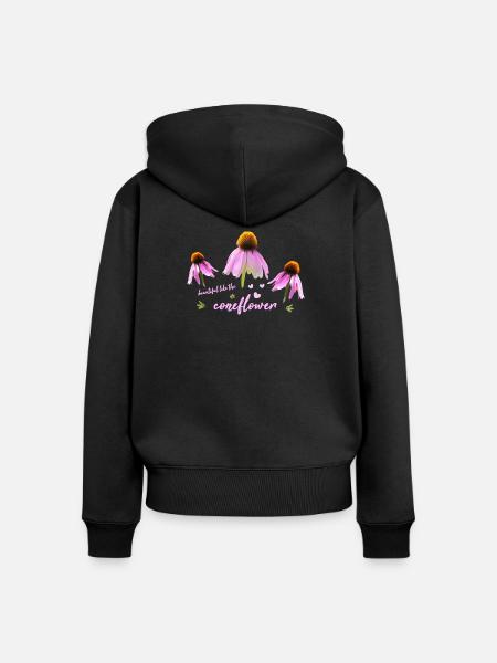 Coneflower Sonnenhut - Frauen Premium Bio Zip Hoodie - Schwarz