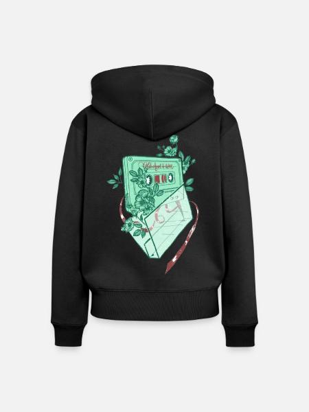 Oldschool Tape - Frauen Premium Bio Zip Hoodie - Schwarz