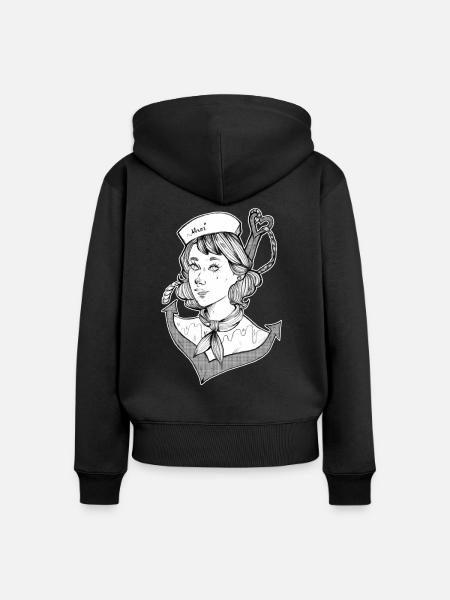Ahoi - Frauen Premium Bio Zip Hoodie - Schwarz