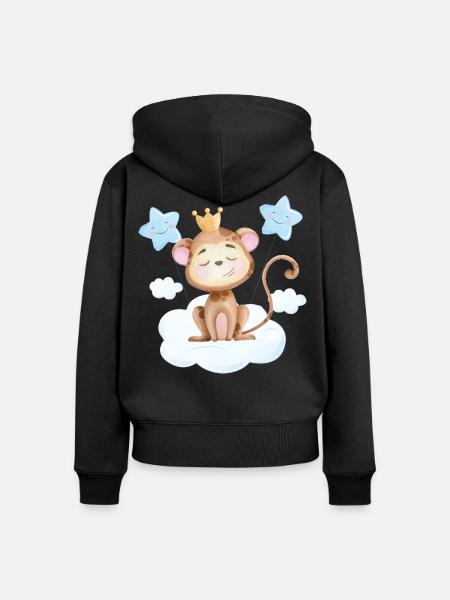 Süßes Affen Baby - Frauen Premium Bio Zip Hoodie - Schwarz