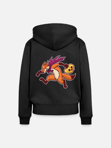 Spukhafter Fuchs im Herbstwald - Frauen Premium Bio Zip Hoodie - Schwarz