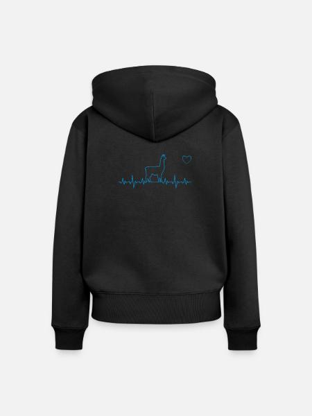 Llama - Frauen Premium Bio Zip Hoodie - Schwarz