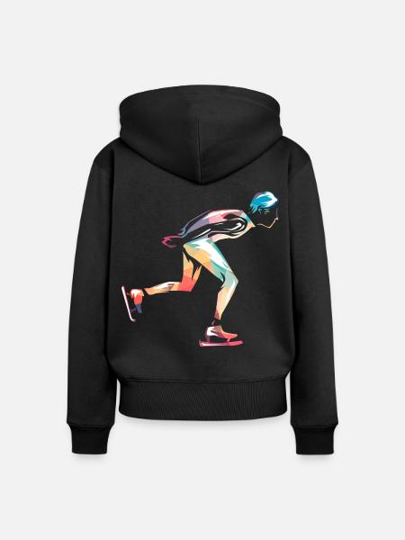 Schwebende Schlittschuhläuferin Eisbahn - Frauen Premium Bio Zip Hoodie - Schwarz