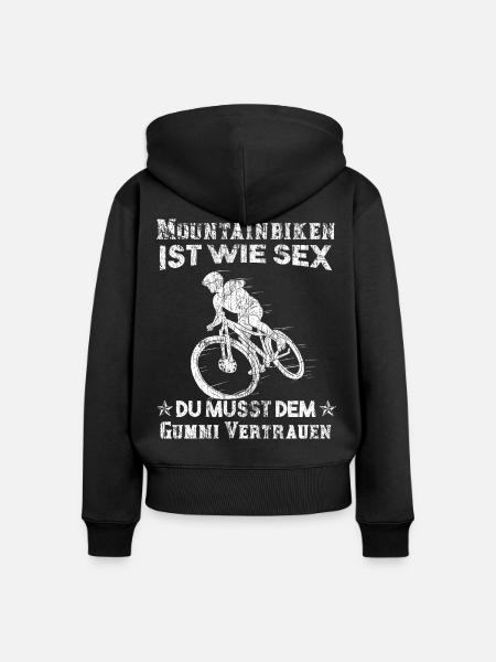 Mountainbiker Geschenk - Frauen Premium Bio Zip Hoodie - Schwarz