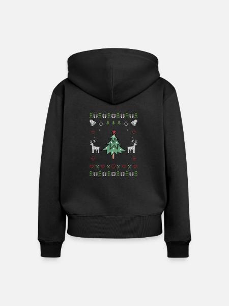 Weihnachtsbaum Ugly Christmas - Frauen Premium Bio Zip Hoodie - Schwarz