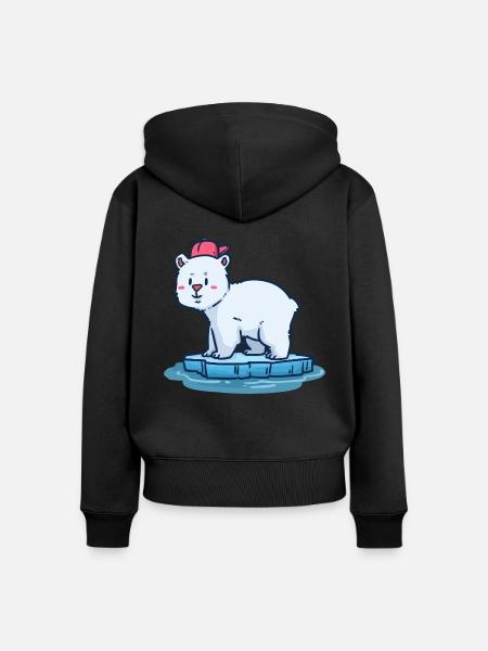 Knuddeliger Eisbär Arktisbewohner - Frauen Premium Bio Zip Hoodie - Schwarz