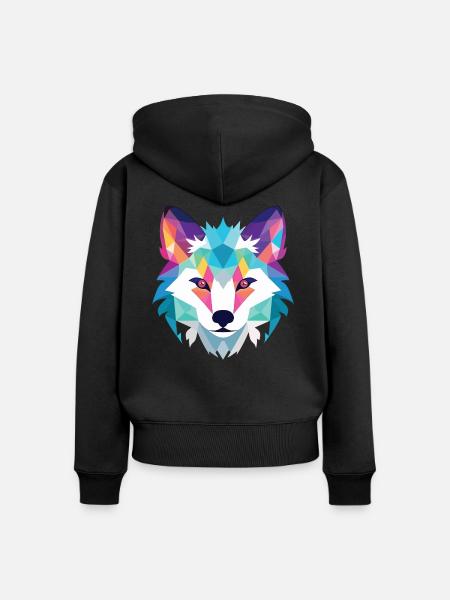 Polarfuchs Bunte Aquarell-Tierillustration - Frauen Premium Bio Zip Hoodie - Schwarz