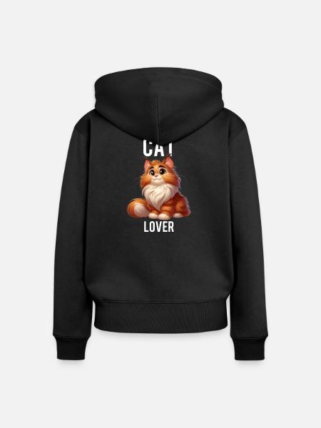 Katzenliebhaber - Frauen Premium Bio Zip Hoodie - Schwarz