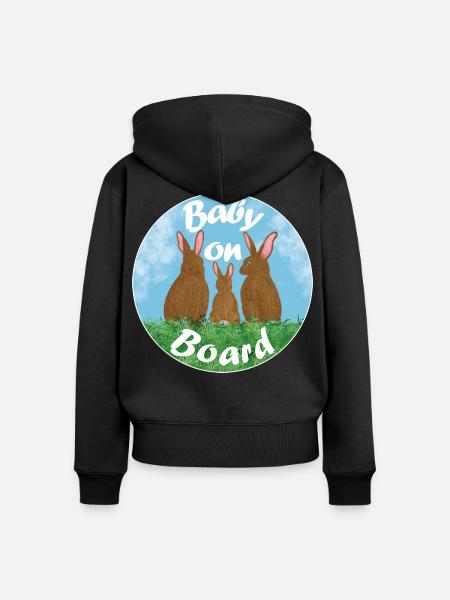 Baby on board - Hasenfamilie - Frauen Premium Bio Zip Hoodie - Schwarz