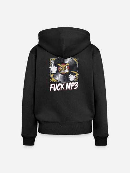Fuck MP3 - Frauen Premium Bio Zip Hoodie - Schwarz