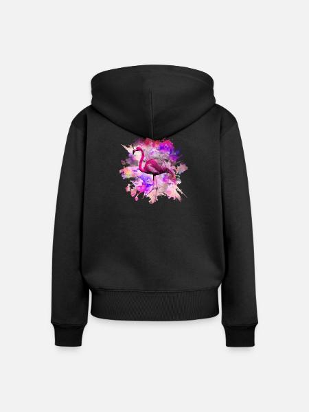 Flamingo - Frauen Premium Bio Zip Hoodie - Schwarz