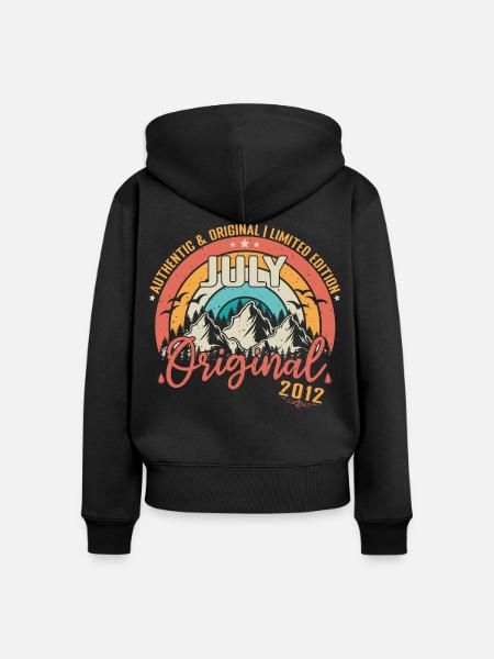Juli 2012 Juli Jubiläum 2012 Juli - Frauen Premium Bio Zip Hoodie - Schwarz