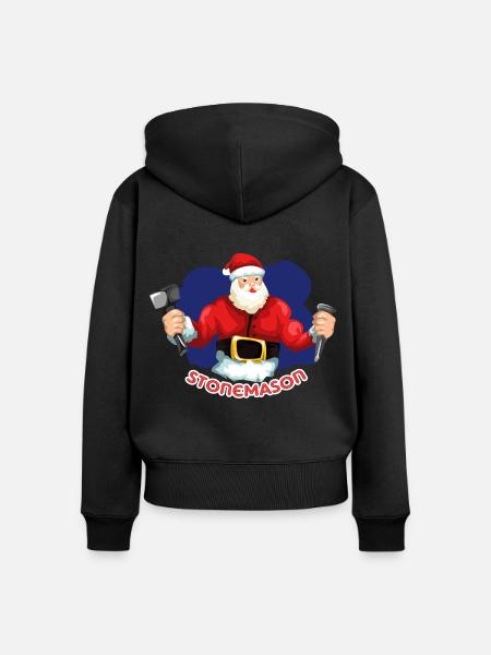 Kräftiger Steinmetz Weihnachtsbaustelle - Frauen Premium Bio Zip Hoodie - Schwarz