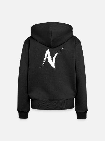 Buchstabe N in Weiß Modern Neu - Frauen Premium Bio Zip Hoodie - Schwarz