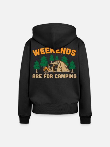 Wochenenden sind fürs Campen - Frauen Premium Bio Zip Hoodie - Schwarz
