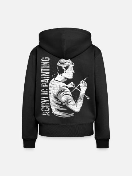 Kreativer Acrylmaler Leinwandkunst - Frauen Premium Bio Zip Hoodie - Schwarz