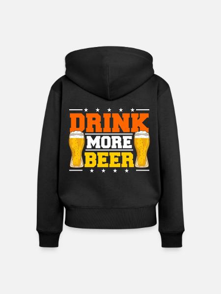 Bier Trinker Alkoholiker - Frauen Premium Bio Zip Hoodie - Schwarz