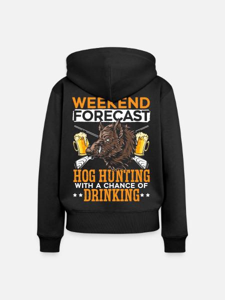 Wochenendvorhersage Schweinejagd mit Aussicht auf - Frauen Premium Bio Zip Hoodie - Schwarz