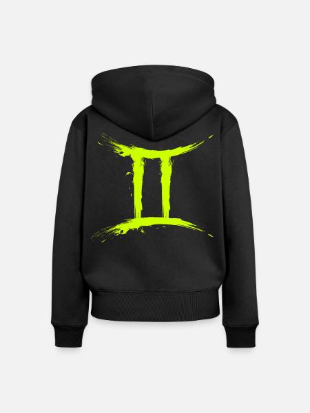 Sternzeichen Zwillinge Gelb Gemini Symbol - Frauen Premium Bio Zip Hoodie - Schwarz