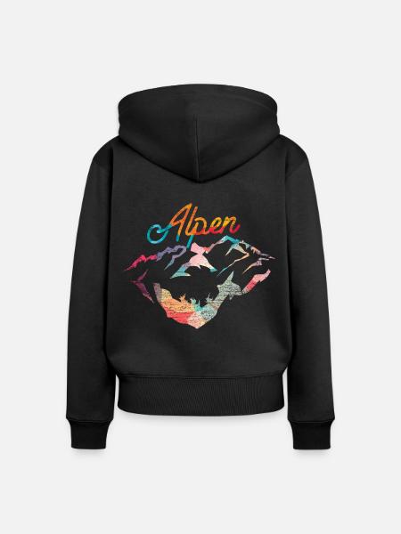 Schroffer Alpenkamm Bergwanderung - Frauen Premium Bio Zip Hoodie - Schwarz