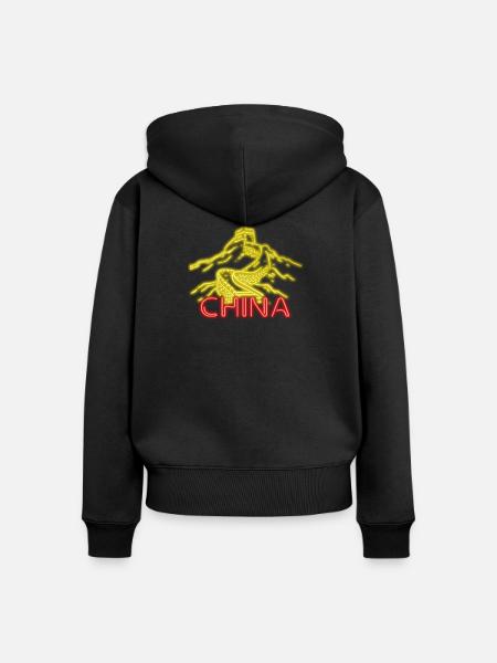 China - Frauen Premium Bio Zip Hoodie - Schwarz