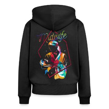 Einfühlsame Hebamme Geburtsbegleitung - Frauen Premium Bio Zip Hoodie - Schwarz - Hinten - Julia (174cm)