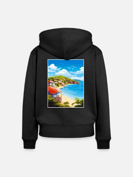 Antigua und Barbuda Karibik Reiseplakat - Frauen Premium Bio Zip Hoodie - Schwarz