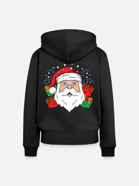 Santa Weihnachtsmann - Frauen Premium Bio Zip Hoodie - Schwarz