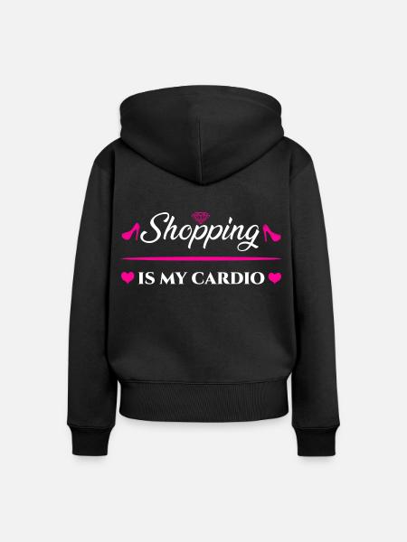 Shopping Is My Cardio - Frauen Premium Bio Zip Hoodie - Schwarz