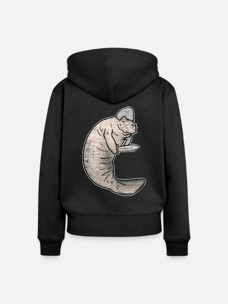 Gemächliche Seekuh Meeressäuger - Frauen Premium Bio Zip Hoodie - Schwarz