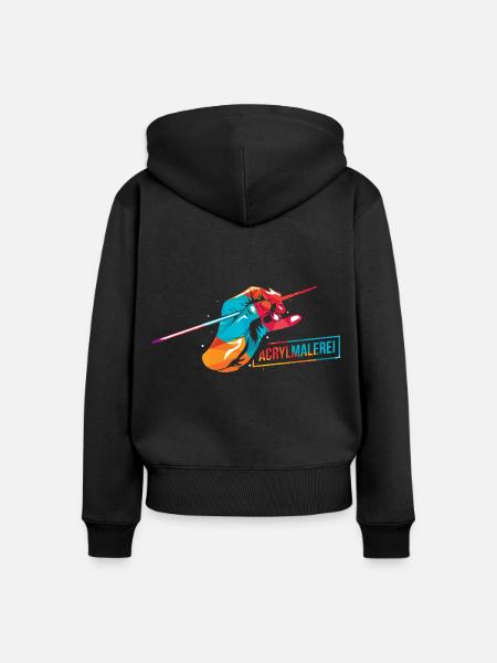 Lebendige Acrylmalerei Leinwand - Frauen Premium Bio Zip Hoodie - Schwarz
