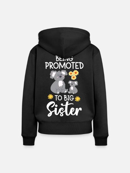 Befördert Zur Großen Schwester - Frauen Premium Bio Zip Hoodie - Schwarz