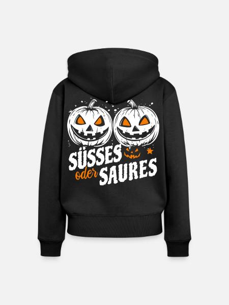 Halloween Zwillinge - Süßes oder Saures - Frauen Premium Bio Zip Hoodie - Schwarz