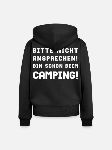bitte nicht ansprechen camping - Frauen Premium Bio Zip Hoodie - Schwarz
