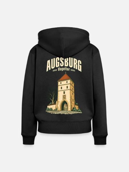 Augsburg Vogeltor - Frauen Premium Bio Zip Hoodie - Schwarz