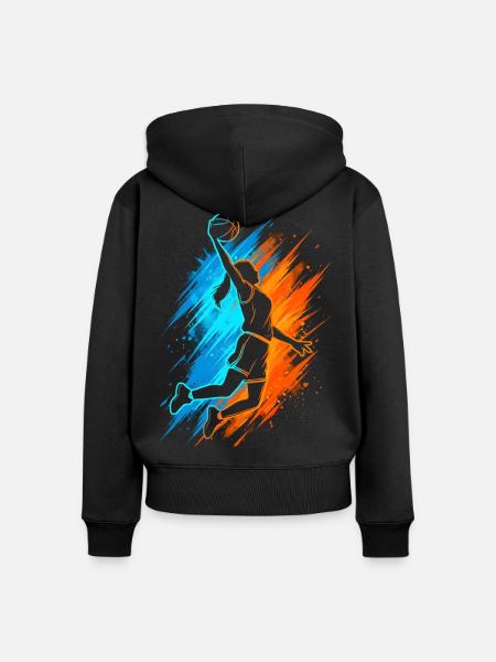 Basketball Damen Mädchen Basketballer Kinder - Frauen Premium Bio Zip Hoodie - Schwarz