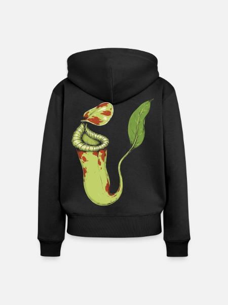 Grüner Fantasie-Spross - Frauen Premium Bio Zip Hoodie - Schwarz