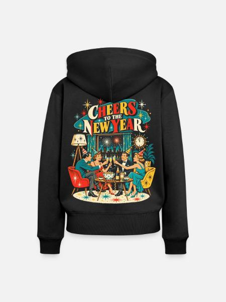Cheers to the New Year - Frauen Premium Bio Zip Hoodie - Schwarz