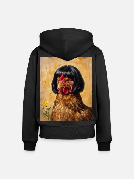 Lustiges Huhn Bob Haarschnitt - Frauen Premium Bio Zip Hoodie - Schwarz