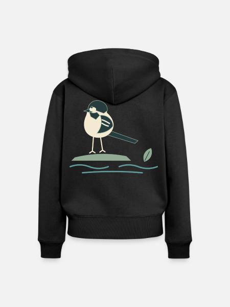 Bachstelze am Bach - Frauen Premium Bio Zip Hoodie - Schwarz