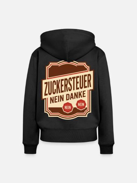 Zuckersteuer nein danke Satire - Frauen Premium Bio Zip Hoodie - Schwarz