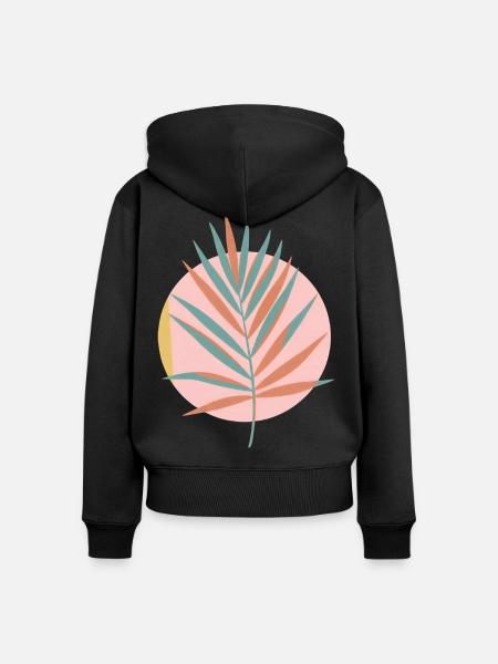 Boho-Tropenpalmenblatt-Ästhetik - Frauen Premium Bio Zip Hoodie - Schwarz