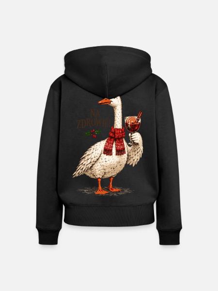 Na Zdrowie polnisches Weihnachtsgans-Design - Frauen Premium Bio Zip Hoodie - Schwarz