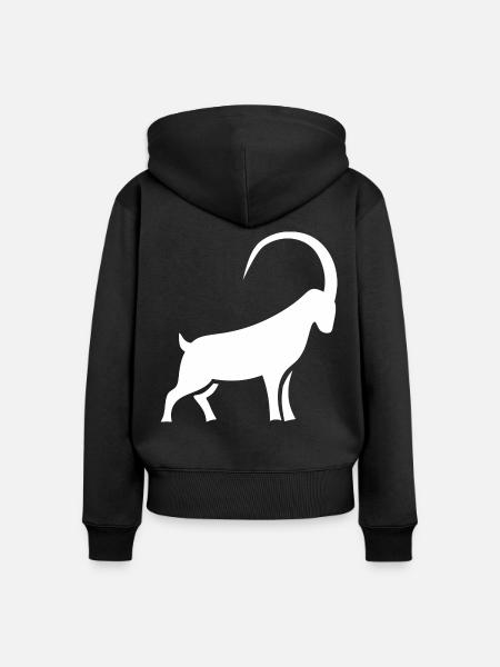 Ram Silhouette Geometrisches Muster - Frauen Premium Bio Zip Hoodie - Schwarz