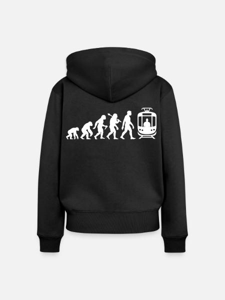 Evolution Straßenbahn Tram Für Straßenbahnfahrer - Frauen Premium Bio Zip Hoodie - Schwarz