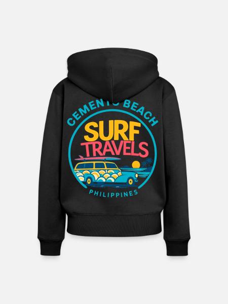 Retro Surf Van Philippines - Frauen Premium Bio Zip Hoodie - Schwarz