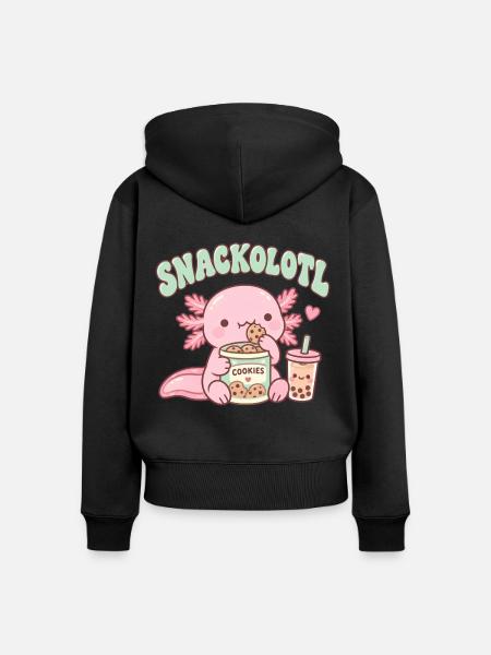 Snackolotl Kawaii Snackmotiv - Frauen Premium Bio Zip Hoodie - Schwarz