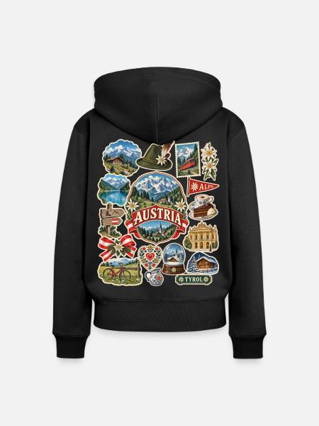 Österreich Reisesticker - Frauen Premium Bio Zip Hoodie - Schwarz