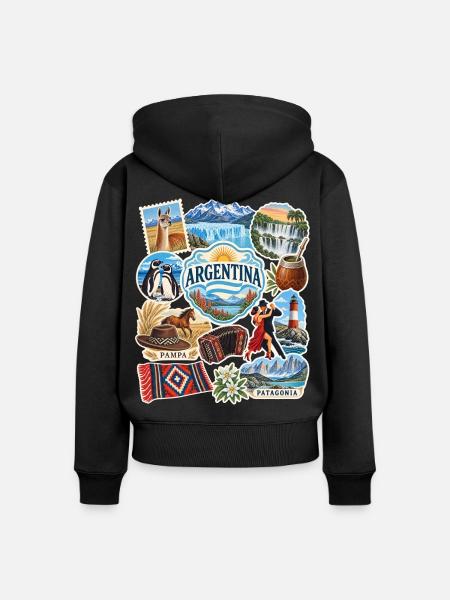 Argentinien Reisesticker - Frauen Premium Bio Zip Hoodie - Schwarz