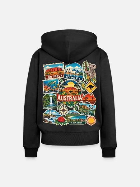 Australien Reisesticker - Frauen Premium Bio Zip Hoodie - Schwarz